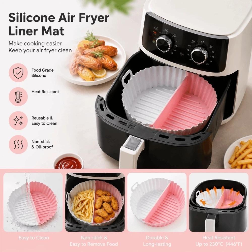 High-Temperature Resistant Silicone Air Fryer Liner Food Grade Non-Stick Basket Mat Kitchen Use