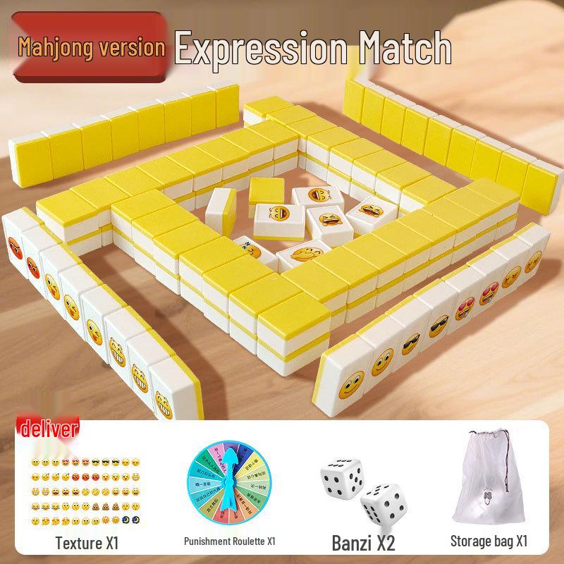 Emoji Mahjong Board Game - Douyin Style Children's Thinking Toy Cards