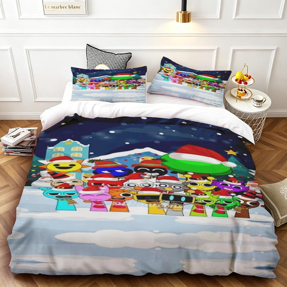 3pcs Duvet Cover Set Sprunki Cartoon Bedding Set Comforter Cover Queen King Full Size for Bedroom Home Decor