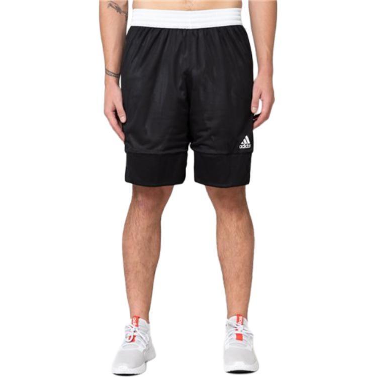 Men's adidas Reversible Contrasting Colors Basketball Training Sports Shorts Black DX6386