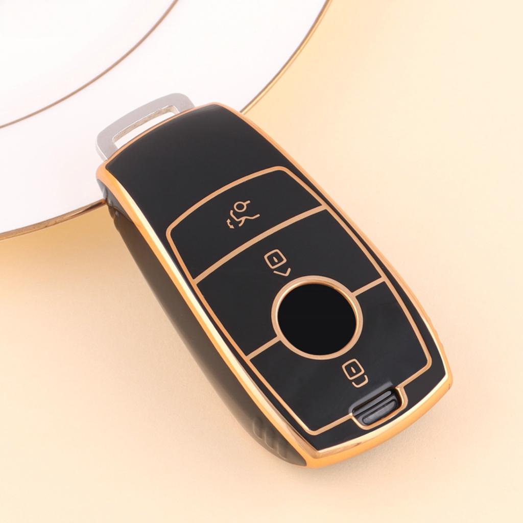 Golden TPU Car Key Case Cover For Mercedes Benz E S G Class GLC CLE CLA GLB GLS W177 W205 W213 W222 X167 AMG E200 E260 Shell Fob