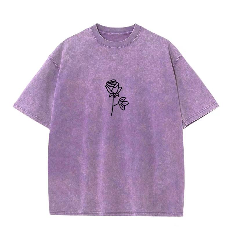 Cotton T-shirt Vintage Short-sleeved Rose Y2K American Retro T Shirt Men Women Summer T-shirts