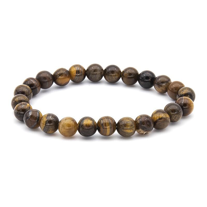 New European & American Style Cross Bracelet, 8MM Natural Stone Beaded Fashion Accessory