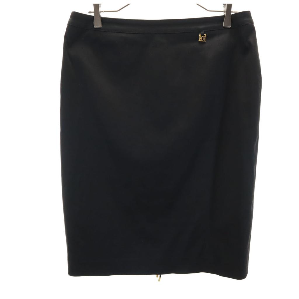 Escada Midi Length Trapezoid Skirt 38 Black Women Used