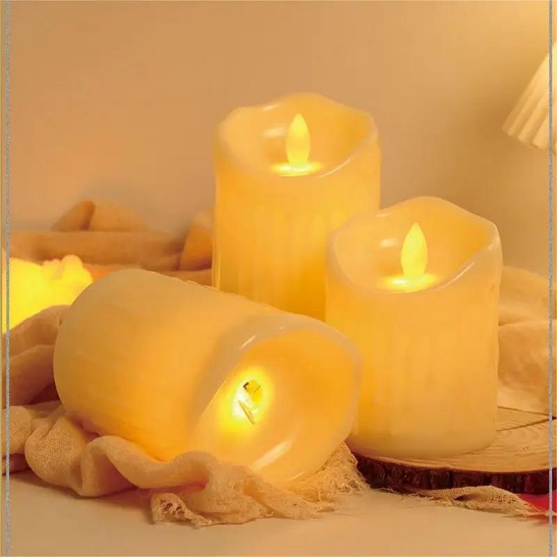 Electronic Candle Lights Simulation Of Plastic Candles Wedding PartyBirthdayDecorations Family OrnamentsDecorations 3-piece Set