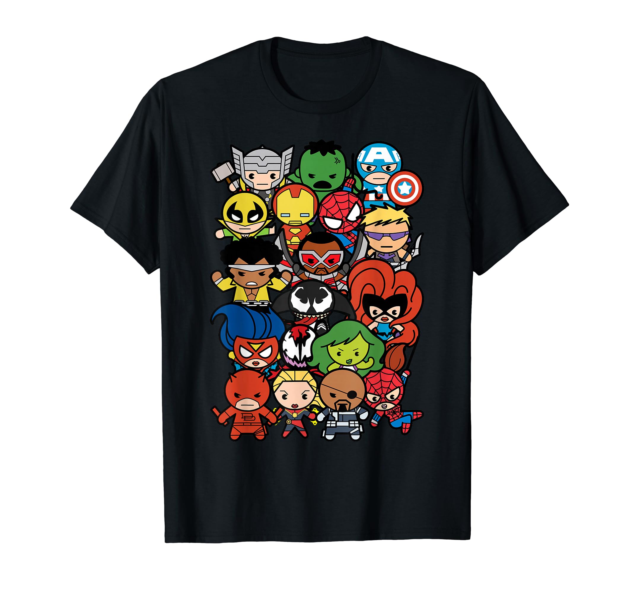Кавайная футболка с героями и злодеями Marvel