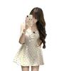 Slim body pure desire sweet and spicy waist design sense careful polka dot dress niche slim waist temperament short skirt