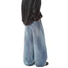 American retro washed blue scimitar jeans men's loose wide legs drape lazy casual trendy jeans