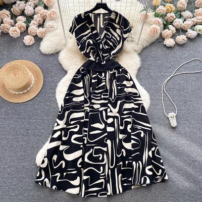 Zomer Vintage Dames Print Lange Jurk Elegant V-Hals Mouwloos Hoge Taille A-Lijn Maxi Vestidos Vrouwelijk Nieuwe Mode Robe