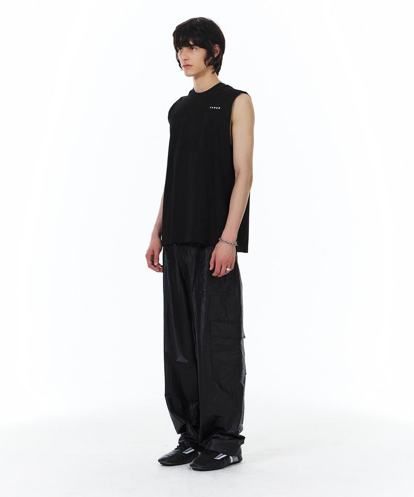 Yunse [Unisex] Glossy Cargo Pants (Black)
