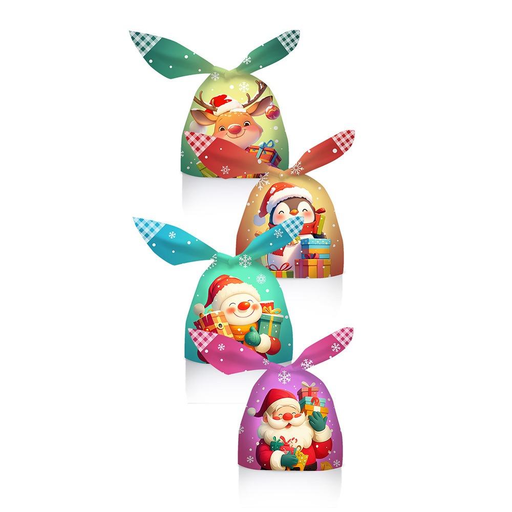 50PCS Multicolor Christmas Gift Bag Mixed Pattern Cartoon Santa Clause Deer Christmas Packaging Bag Xmas Tree Snowman