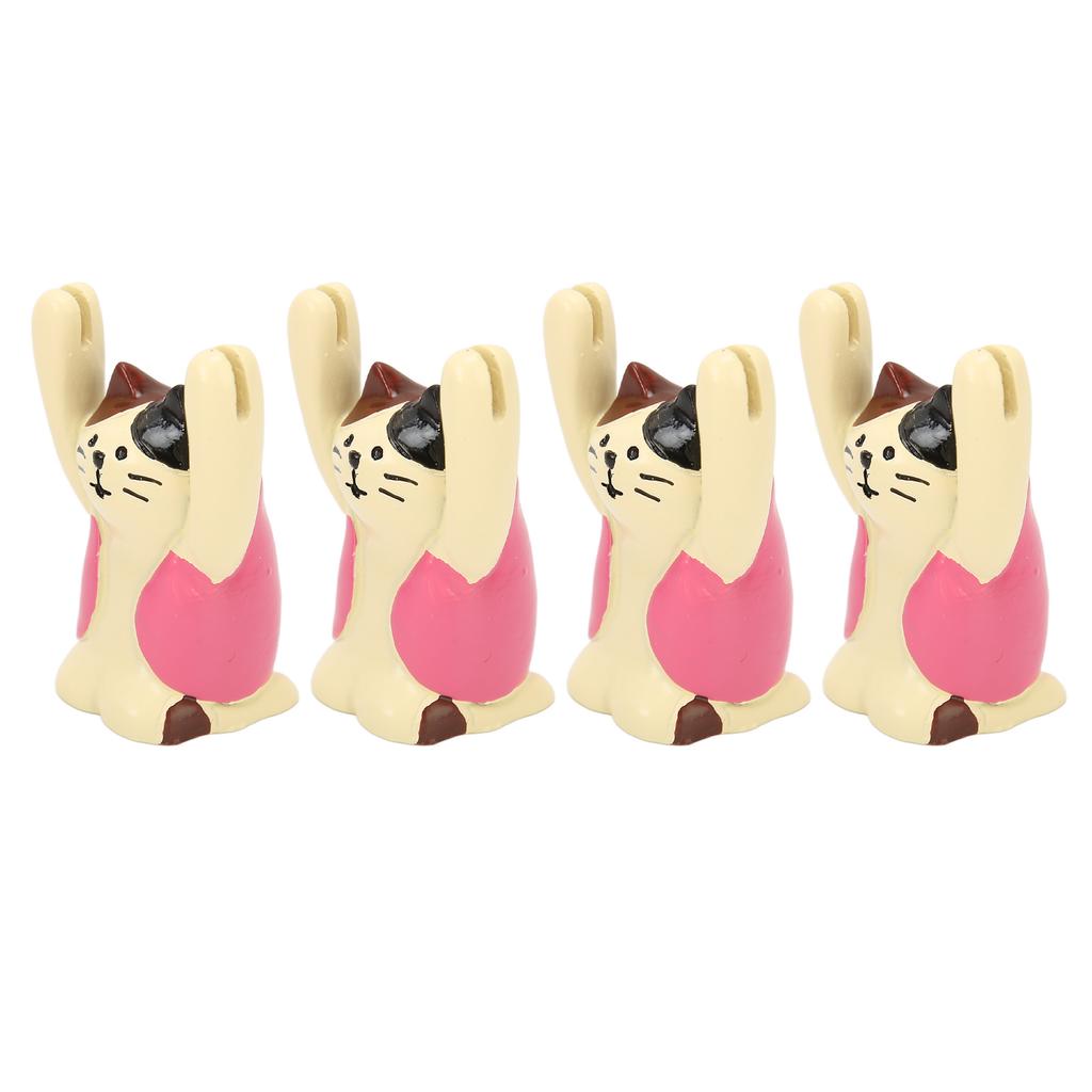 4Pcs Cartoon Photo Clip Cute Cat Style Durable Resin Stable Eye Catching Animal Note Holder for Wedding Party Office