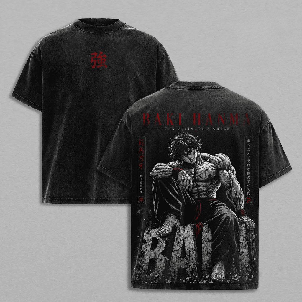 Tricou Anime Baki Hanma Imprimat Manga Vintage Spălat Tricou de Vară cu Mânecă Scurtă Bumbac Larg Tricouri Haine Pentru Îmbrăcăminte Bărbați