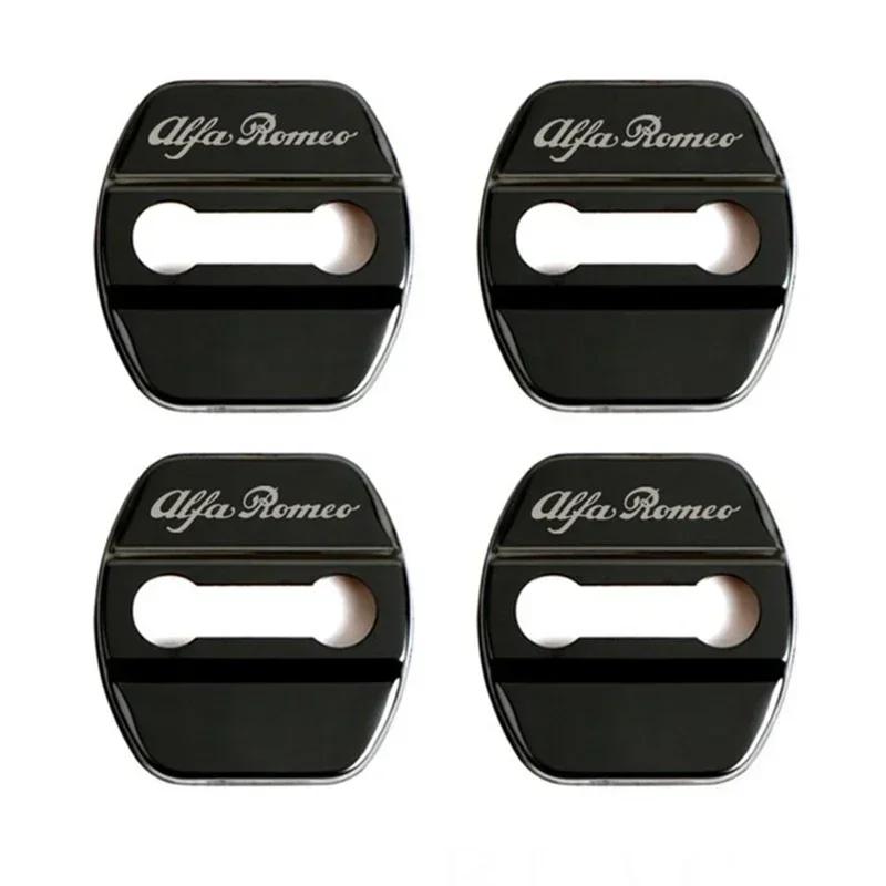 4Pcs Car Door Lock Protective Cover Sticker for Alfa Romeo Logo Sportiva Giulia Giulietta 159 156 MITO Stelvio 147 Accessories