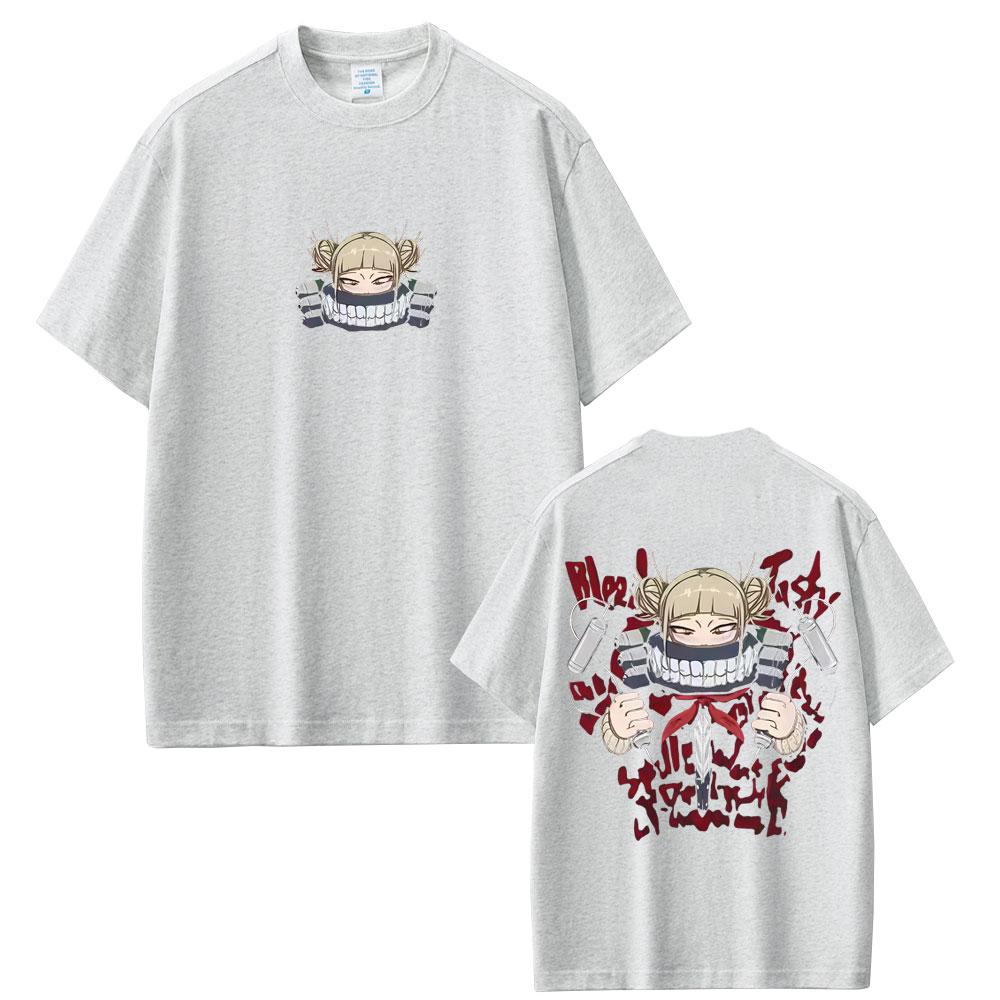 Japanese Anime My Hero Academia Print T-shirt Cute Kawaii Himiko Toga Graphic Y2K T Shirts Men Women Top