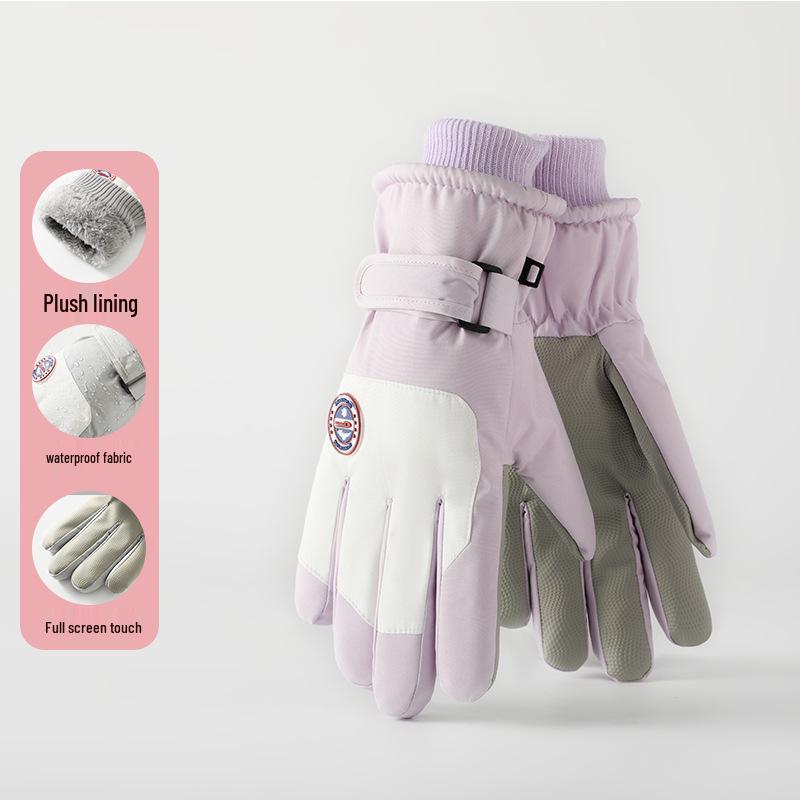 Unisex Windproof Waterproof Ski Gloves for Autumn/Winter Riding, Motorcycling. Warm, Split Finger Design with Velvet Lining.