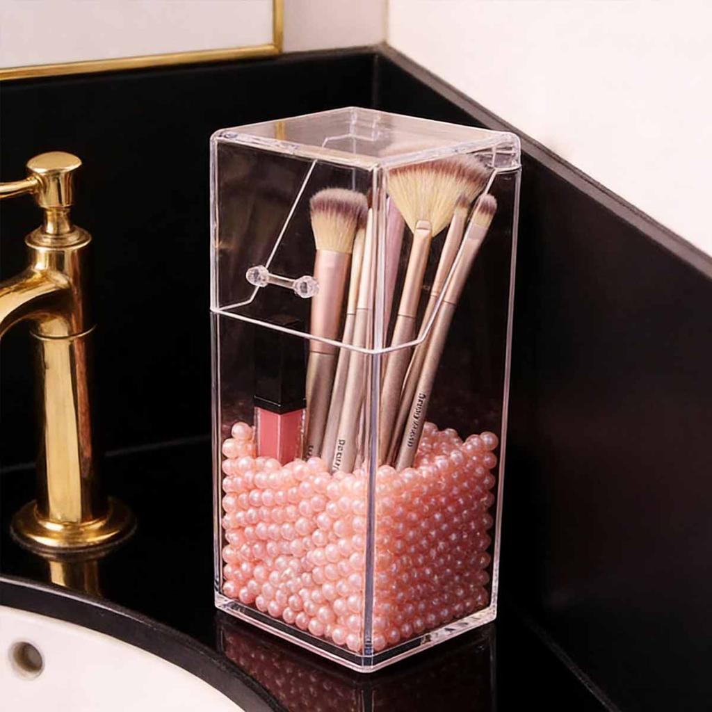 1 Stück - Viereckige staubdichte Make-up-Pinsel-Aufbewahrungsbox, Haushalts-Sortierbehälter für Make-up-Pinsel, Transparente Schreibtisch-Aufbewahrungsbox