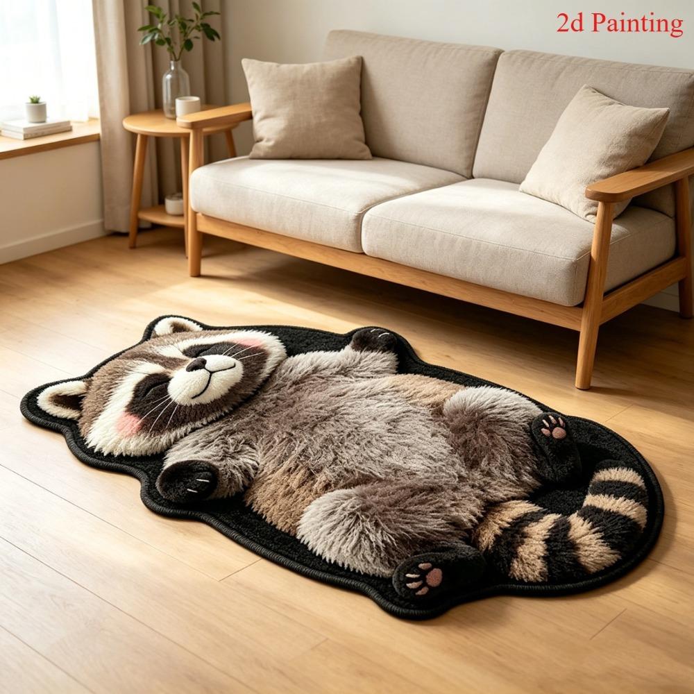 Cute Cartoon Irregular Cashmere-Like Floor Mat, Water Absorbent Anti-Slip Rug for Bathroom Bedroom Home Decor