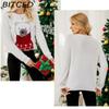 BITCED Top Tricotado Natal Desenho Animado Jacquard Tricô Suéter Urso Bordado Jumper de Natal