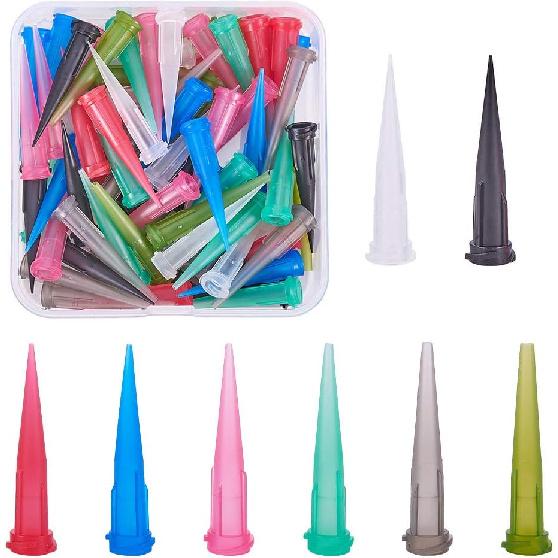 FINGERINSPIRE 80 Pcs 8 Sizes Plastic Tapered Pinhead Glue Dispenser Needles Blunt Tip Tapered Needle Dispensing Fill Needle for Oil or Glue