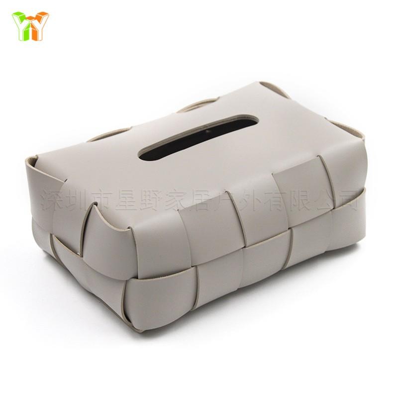 Modern Minimalist Woven Black White Checkered Tissue Box Car Living Room Bedroom Waterproof Leather Dispenser