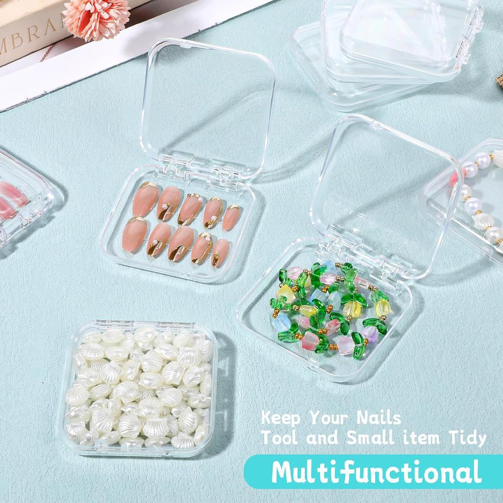 10pcs Storage Box Flip-top Jewelry Box Transparent Nail Art Box Handmade Desktop Display Box Suitable for False Nails And Additi