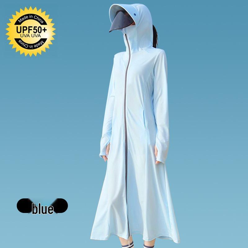 Women's Extra Long Breathable Ice Silk UV Protection Sunscreen Jacket - Casual Outdoor Style