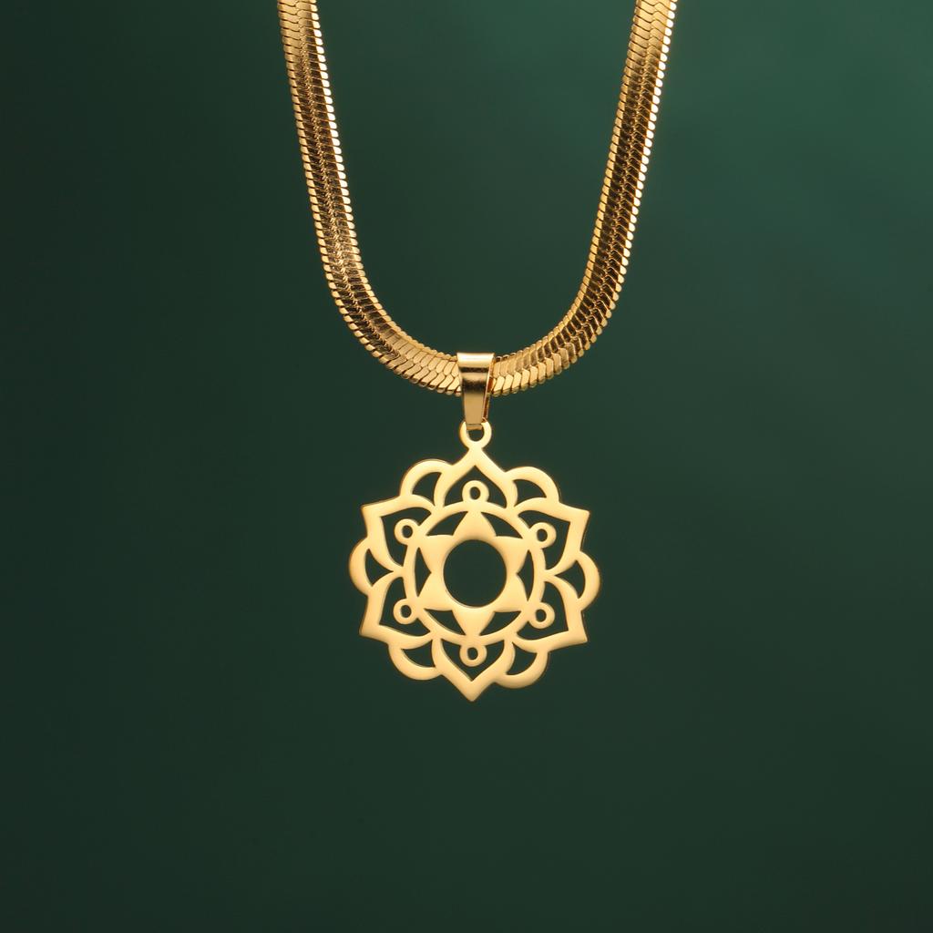 LIKGREAT Yoga Lotus Necklaces Stainless Steel Flower of Life Pendant Women Girls Mandala Healing Buddha Spiritual Chakra Jewelry