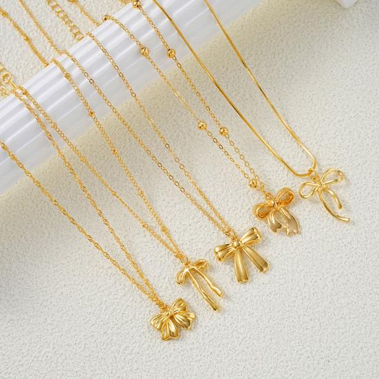 5Pcs/Set Bow Pendant Necklaces Elegant Bow Knot Charm Choker Necklaces Dainty Layering Chain Necklace Gift for Women Girls Friends