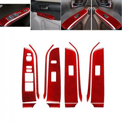 12Pcs For Toyota Camry Red Carbon Fiber Interior Door Control Kit Cover Trim