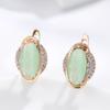 Cercei cu picătură cu zircon natural oval tăiat smarald pentru femei, culoare aur roz, accesorii cu cristale, bijuterii fine etnice pentru purtare zilnică
