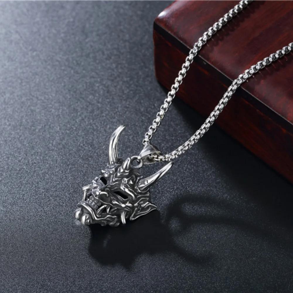 Vintage Japanse Demon Duivel Masker Geest Hanger Ketting Ketting Unisex Mannen Vrouwen Mode Gotisch Amulet Talisman Sieraden Feest Cadeau