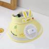 Dual Use Hollow Top Cooling Fan Hat, Oversized Brim Candy Color Sun Hat, Windy Outdoor Travel Visor Cap for Men Women