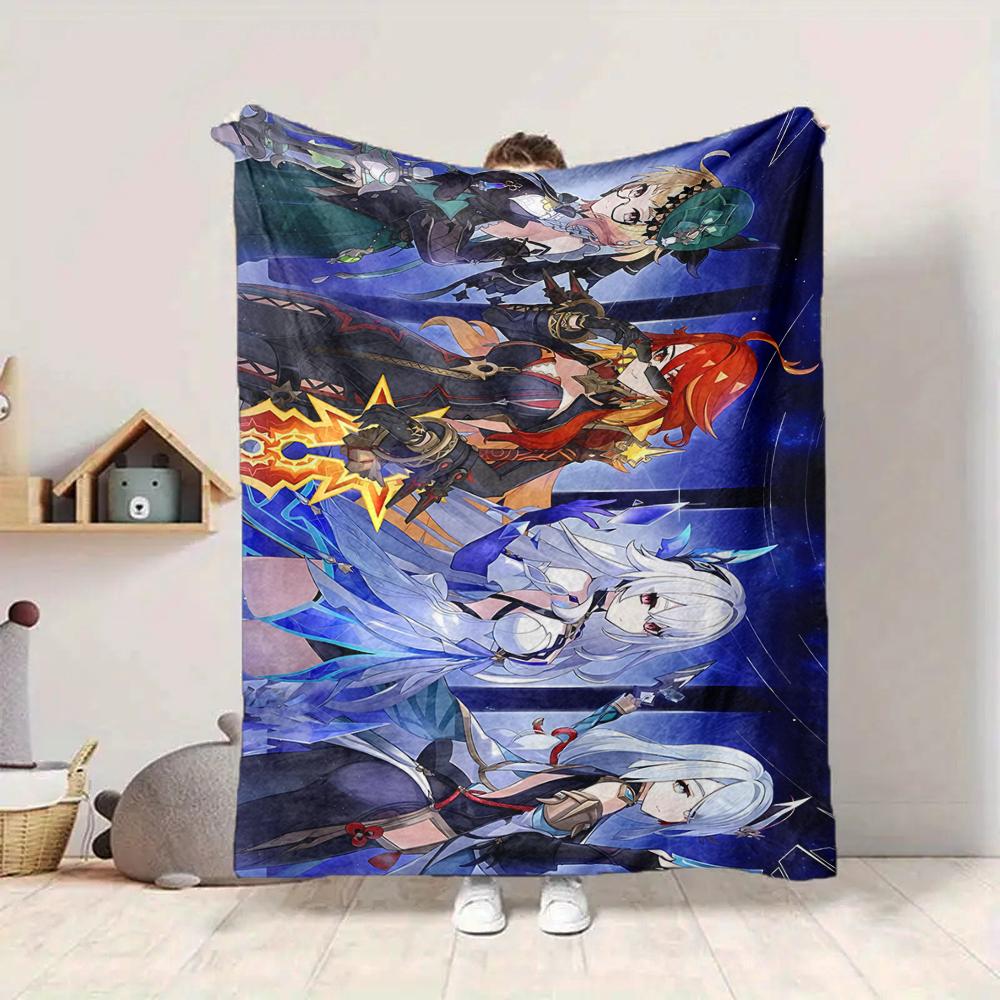 1Pc Fantasy Heroes Unite Flannel Blanket, Soft And Comfortable, Casual Warm, Camping Travel, Christmas, Halloween Xmas Gift S1840