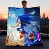 1pc Sonic Outdoor Personalized Flannel Blanket, Soft, Lightweight Personalized Flannel Blanket, Digital Printing,