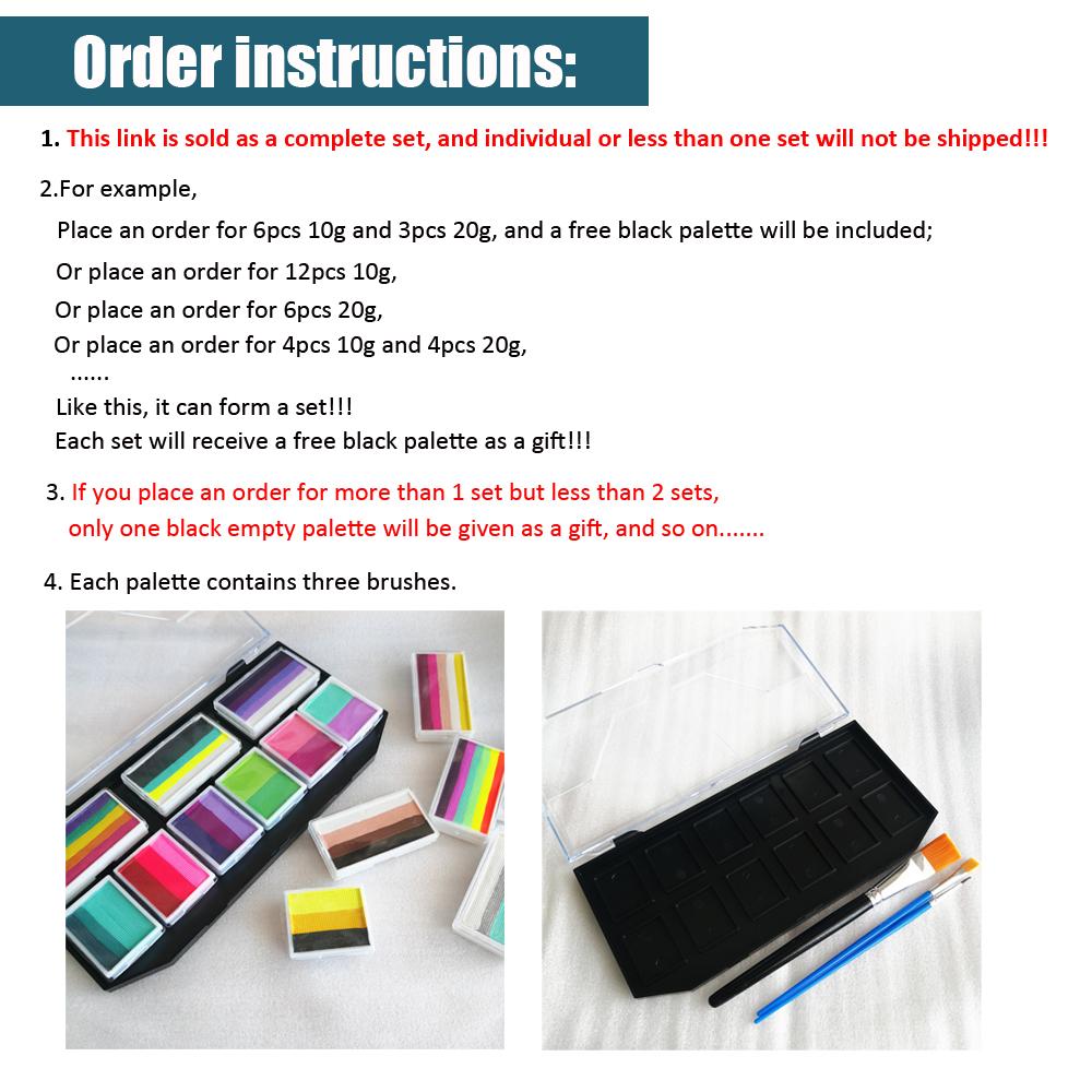 DIY Festival Art Neon Make Up Kids Face Painting Kit Professional Water Based Rainbow Split Cake Face Body Paint Palette