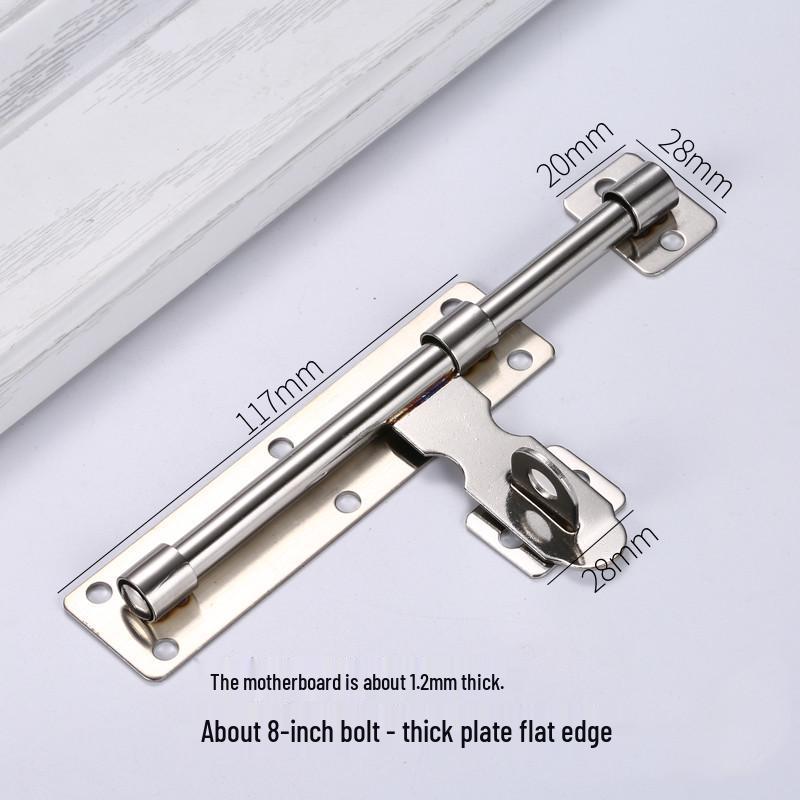 304 Stainless Steel Padlockable Door Bolt - Anti-theft, Thickened for Wooden or Room Doors, Universal Left/Right Fit.