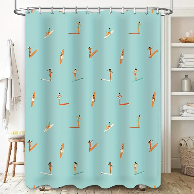 Shower Curtain Beach Ocean Wave Blue Bathroom Decor Coastal Seascapes Waterproof Fabric Liner Home Textile Room Divider