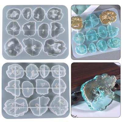 Ornamenti di pietra di cristallo irregolari Stampo epossidico UV per collana, orecchini, ciondolo, resina, stampo in silicone, fai da te