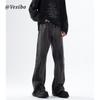 Hong Kong Trend Men'S Summer New Straight Leg Personalized Letter Jeans Hip-Hop Ins Trendy High Street Trendy Hooligan Handsome Pants