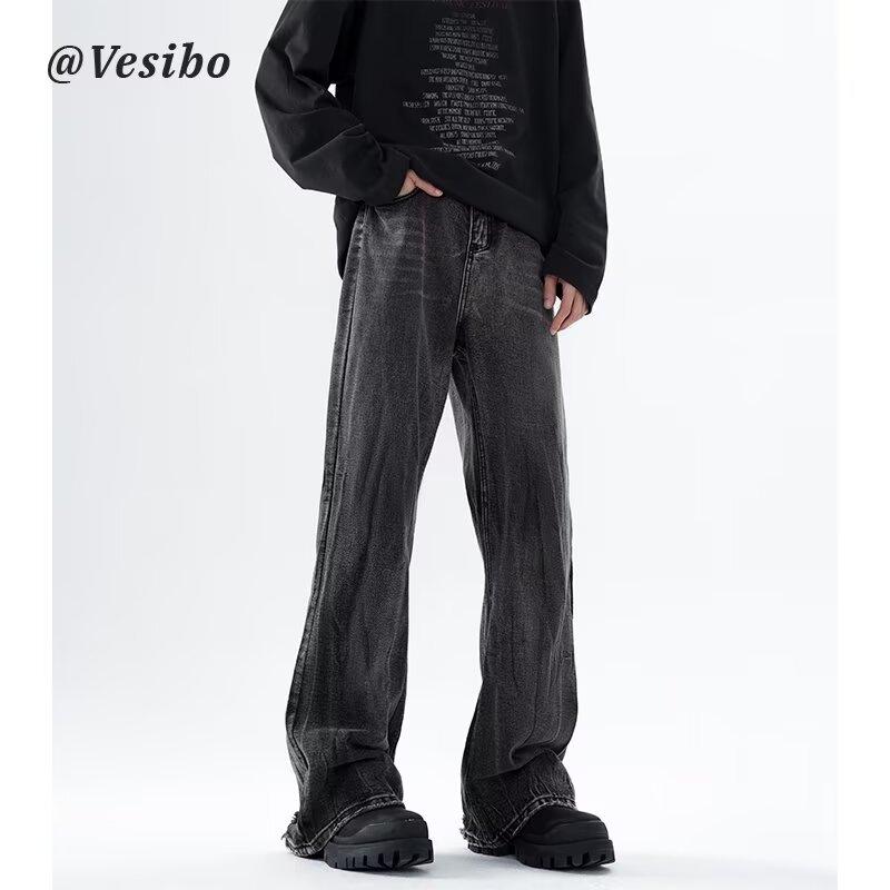 Hongkongský trend pánské letní nové rovné nohavice personalizované písmenové džíny hip-hopové kalhoty trendy high street trendy chuligánský pohledný kalhoty