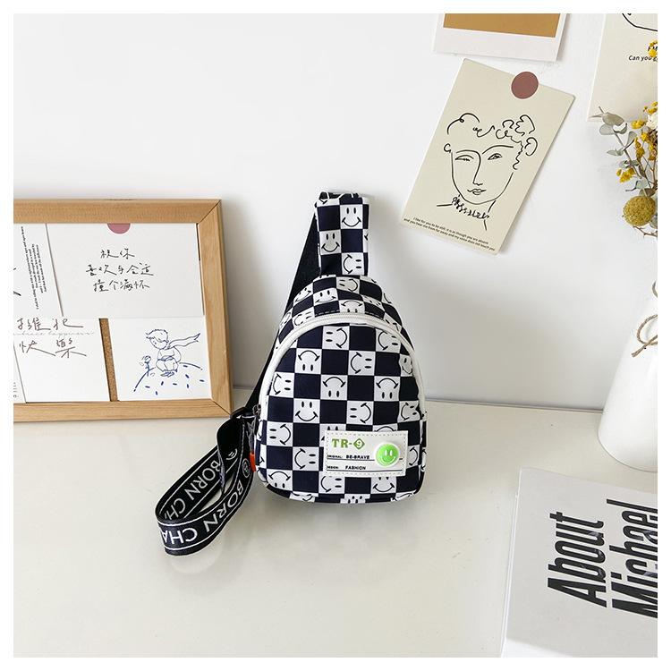 

Дитячі сумки, дитячі нагрудні сумки з милим смайликом із мультфільмом, красиві сумки на одне плече для хлопчиків і дівчаток на прогулянку чорний