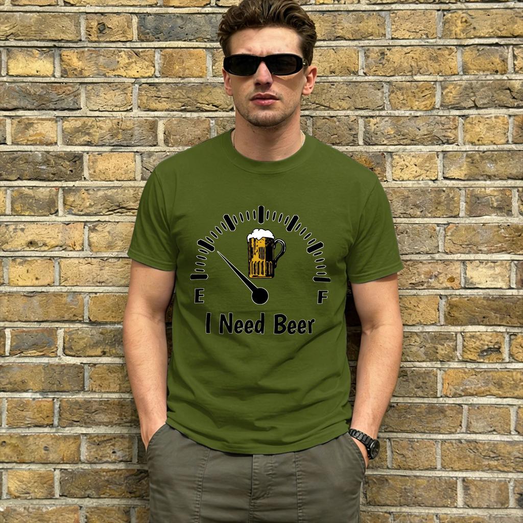 I Need Beer TShirt Summer Beer Fuel Gauge Cotton TShirts For Unisex Fashion Casual Tee Shirt Short Sleeves Y2K Funny Tops