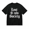 T-shirt With Gothic Lost Souls Society Graphic Unisex Black Cotton Tee