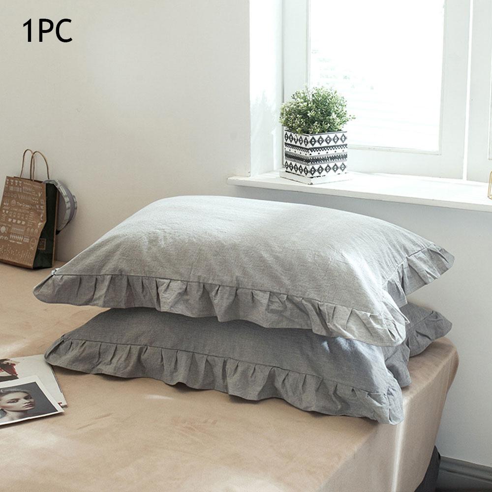 48x74cm Washed Cotton Pillowcase Home Bedding Super Soft Ruffled Pillow Cover With Envelope Closure Pillow Cases Home Decor