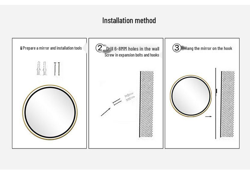 Round LED Bathroom Vanity Mirror with Frame, Anti-Fog, Wall-Mounted