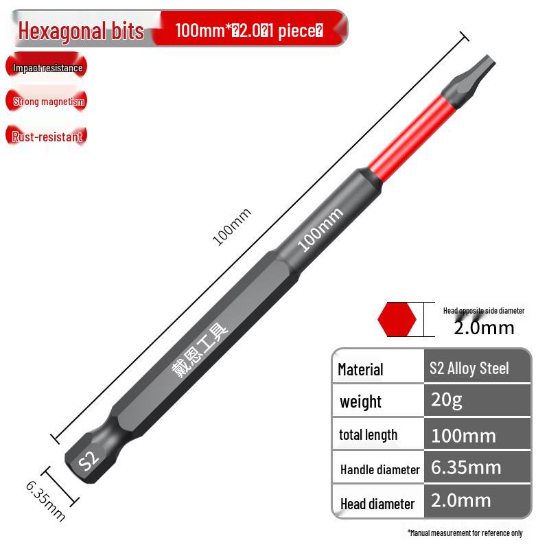 High-Strength S2 Magnetic Hex Socket Pneumatic Screwdriver Bit