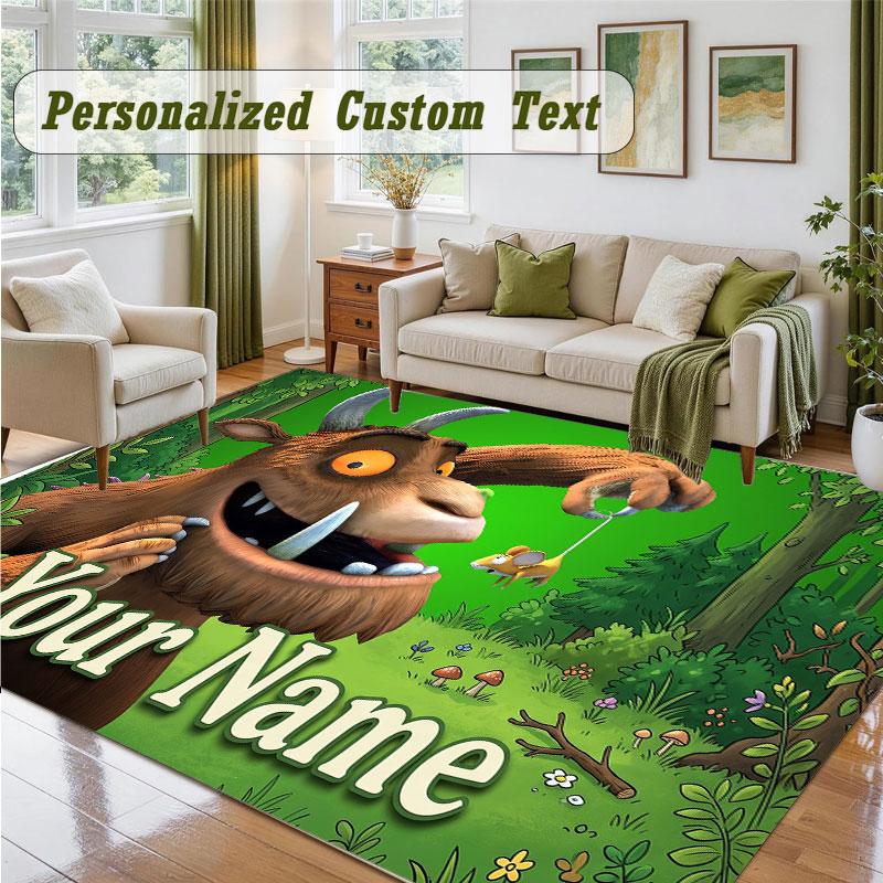 Crystal Velvet Square Rug Custom NameThe Gruffalo Pattern Non Slip Home Floor Decor Rug