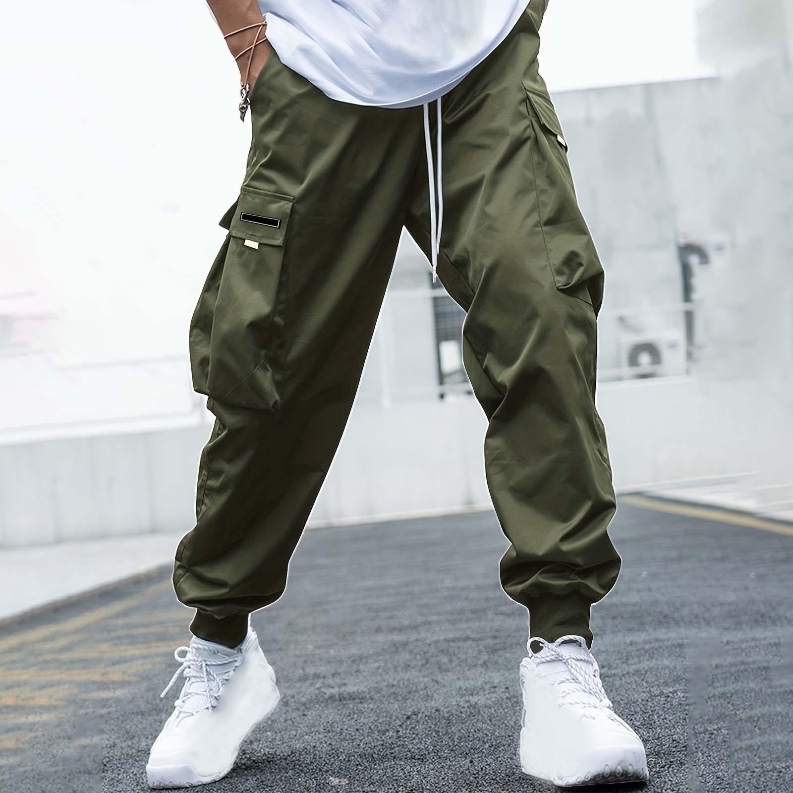 

Мужские рабочие брюки большого размера, мужские повседневные брюки с несколькими карманами, подростковые трендовые свободные повседневные брюки со шнурком, мужские легкие брюки XXXL