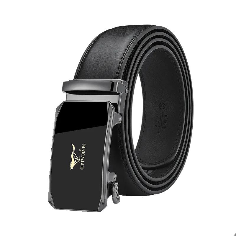 Seven Wolves Men s Leather Belt - Casual Business Automatic Buckle, Ideal Gift 120cm
